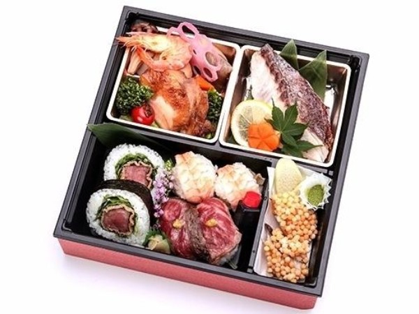 大輪箱 真鯛の岩塩焼きと神戸牛握り盛り合わせ