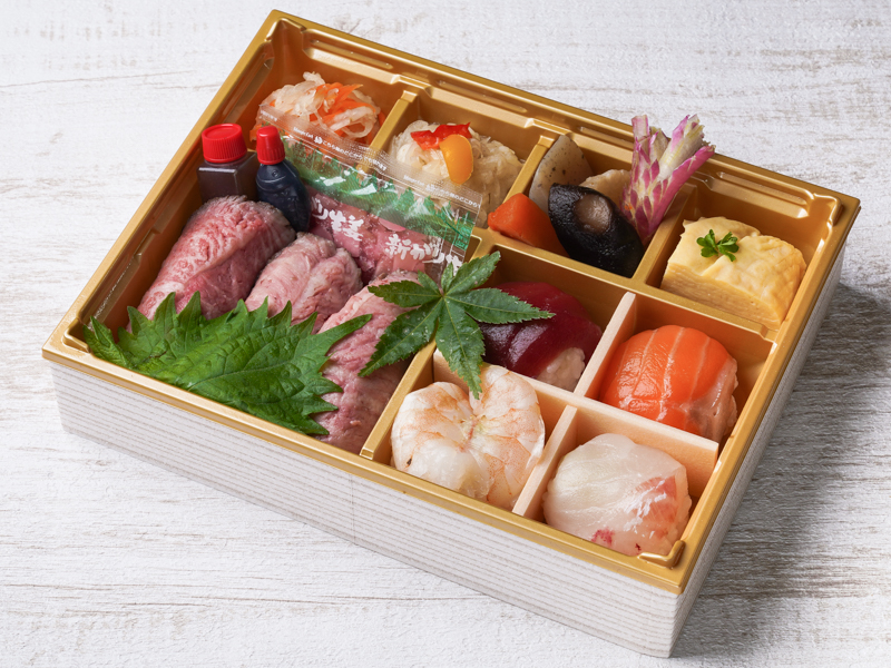 こい希特製彩り御膳 ～国産牛と手まり寿司～