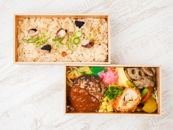 但馬牛ハンバーグと明石蛸飯