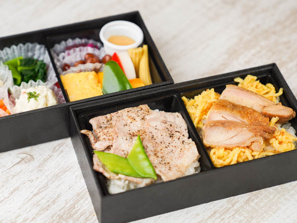 塩豚と鶏の照り焼き二段重